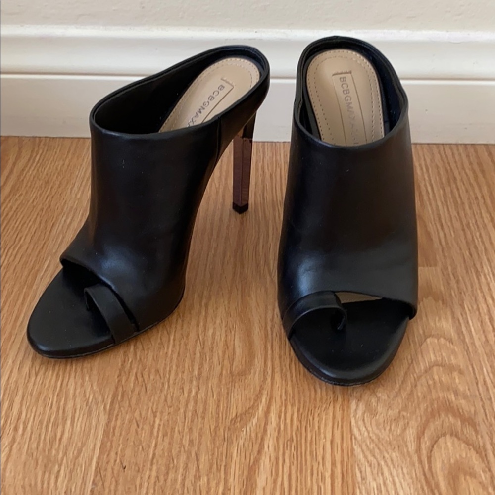 BCBGMaxAzria Black Open-Toe Mules